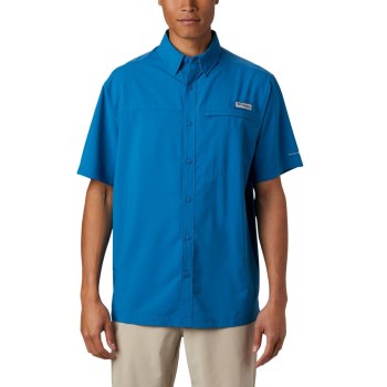 Columbia PFG Grander Marlin Woven Short Sleeve, Camisa Azules Para Hombre | 870924-JOG